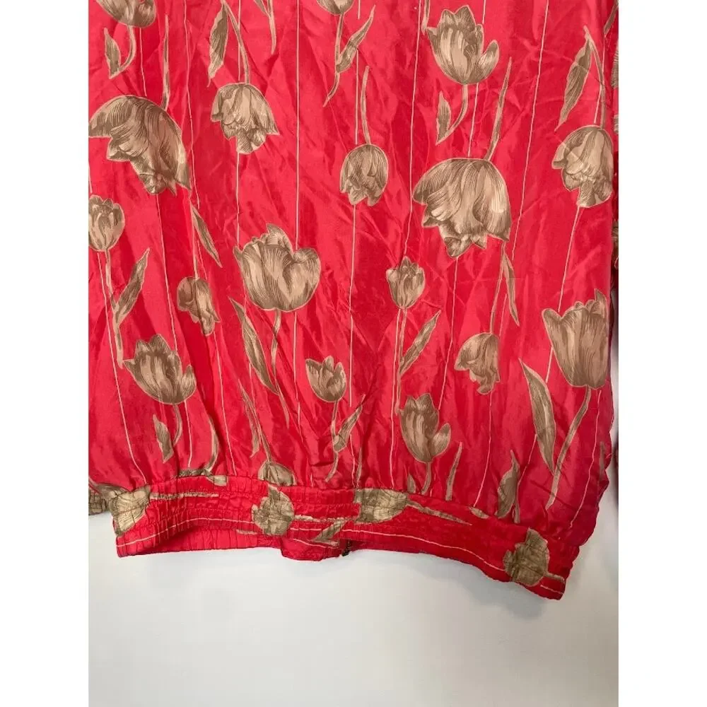 coAco Silk Tulip Windbreaker Jacket Womens M Pink Coral Y2K Light Weight Coat